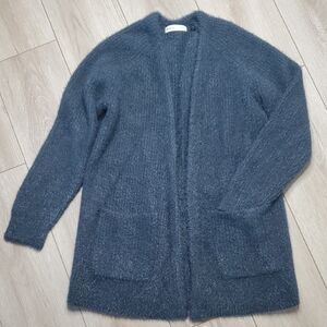 Sleeping On Snow by Anthropologie Cozy Gray/Blueish Women's Fuzzy Cardigan